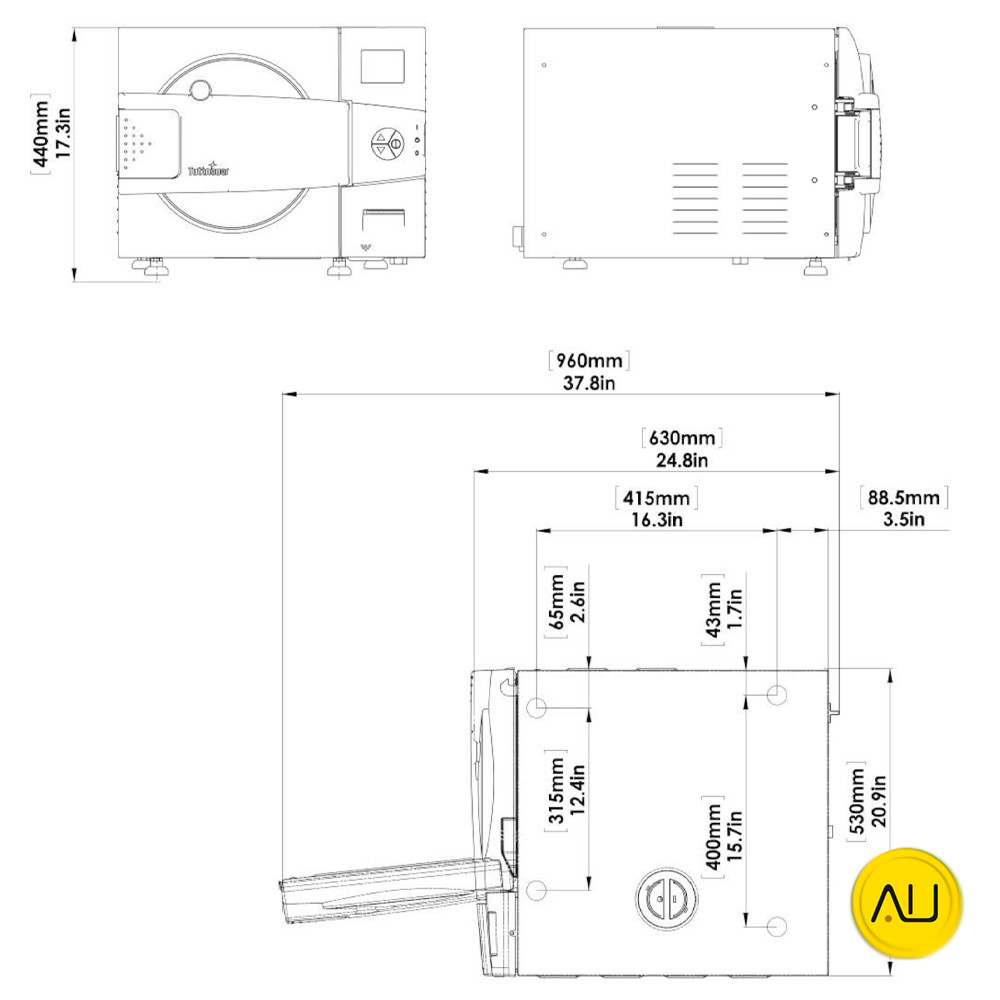 tienda-venta-servicio-tecnico-especializado-autoclave-tuttnauer-d-line-2840-el-plano-dimensiones Plano dimensiones autoclave Tuttnauer D-Line 2840 EL en venta para comprar en la tienda de Autoclav.es