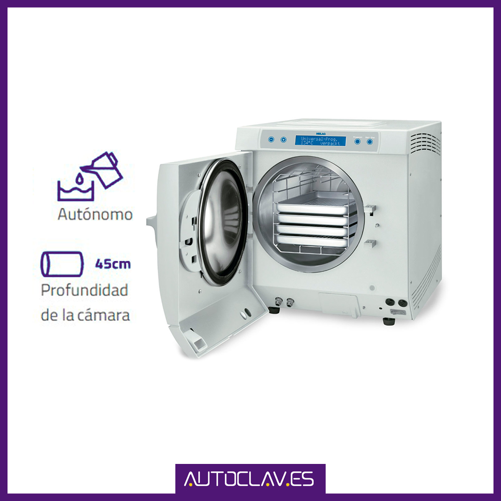 Detalles abierto autoclave Melag Vacuklav 23B+ en venta para comprar en la tienda de Au-autoclav.es