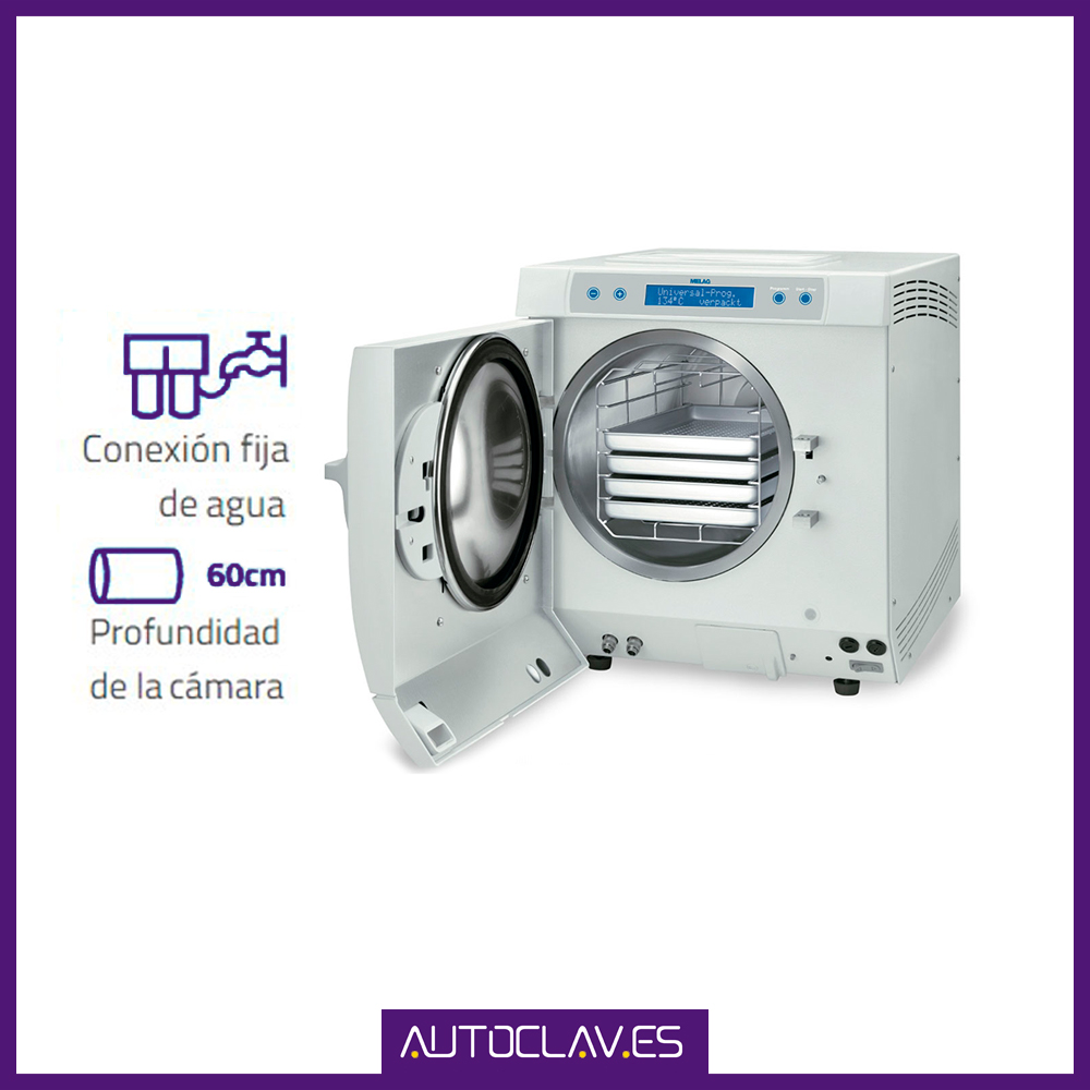 Detalles abierto autoclave Melag Vacuklav 24BL+ en venta para comprar en la tienda de Au-autoclav.es
