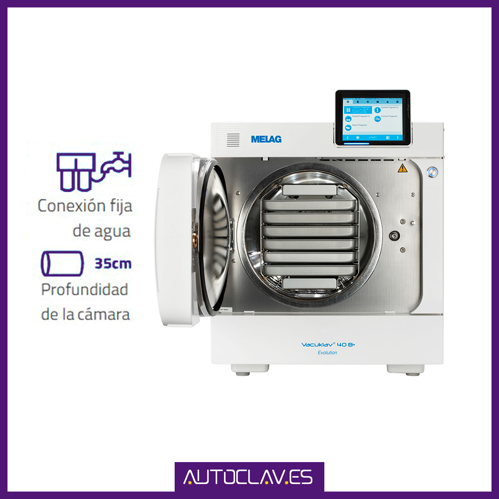 Detalles abierto autoclave Melag Vacuklav 40B+ Evo en venta para comprar en la tienda de Au-autoclav.es