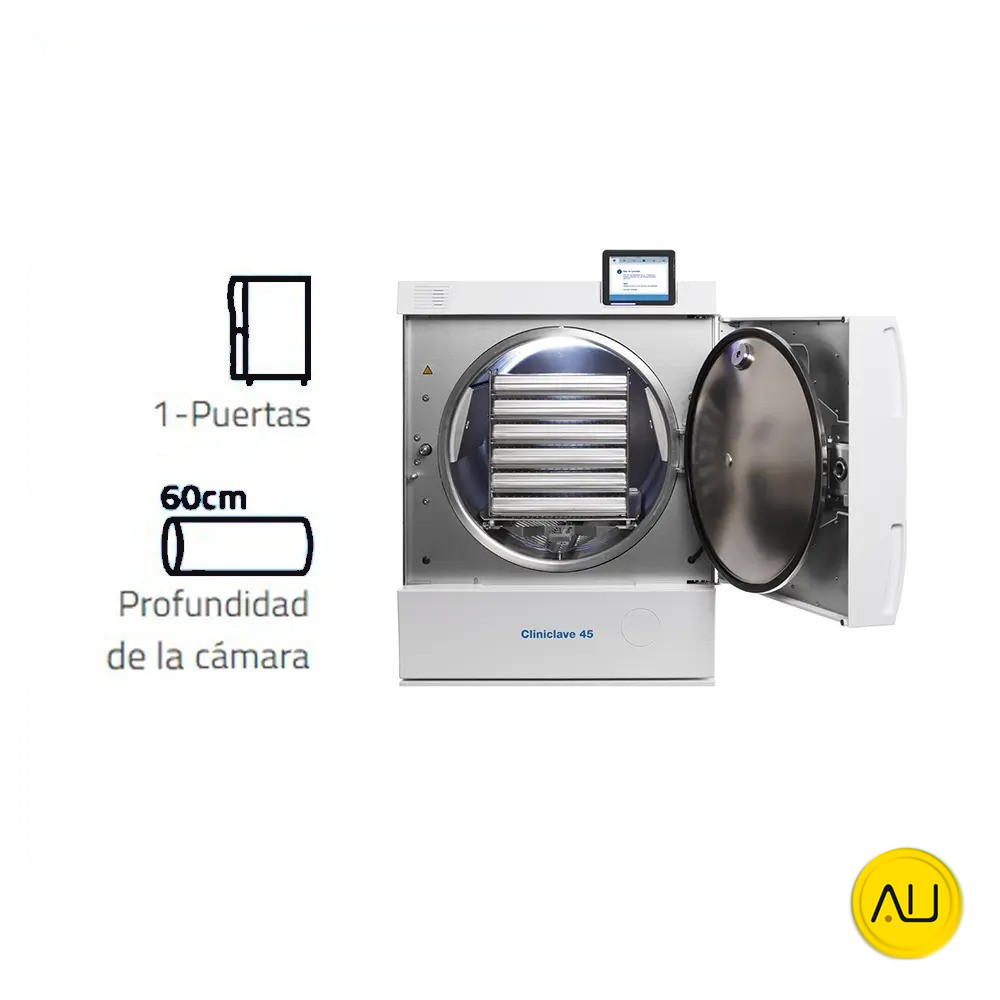 tienda-venta-servicio-tecnico-especializado-autoclave-melag-cliniclave-45-abierto-detalles Frontal con detalles autoclave Melag Cliniclave 45 en venta para comprar en la tienda de Au-autoclav.es