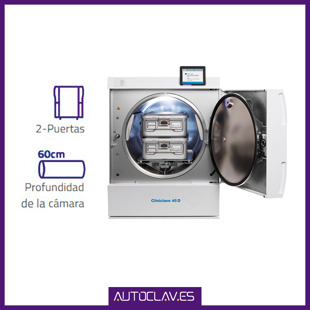 Frontal con detalles autoclave Melag Cliniclave 45D en venta para comprar en la tienda de Au-autoclav.es