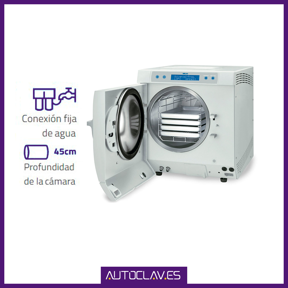 Detalles abierto autoclave Melag Vacuklav 24B+ en venta para comprar en la tienda de Au-autoclav.es