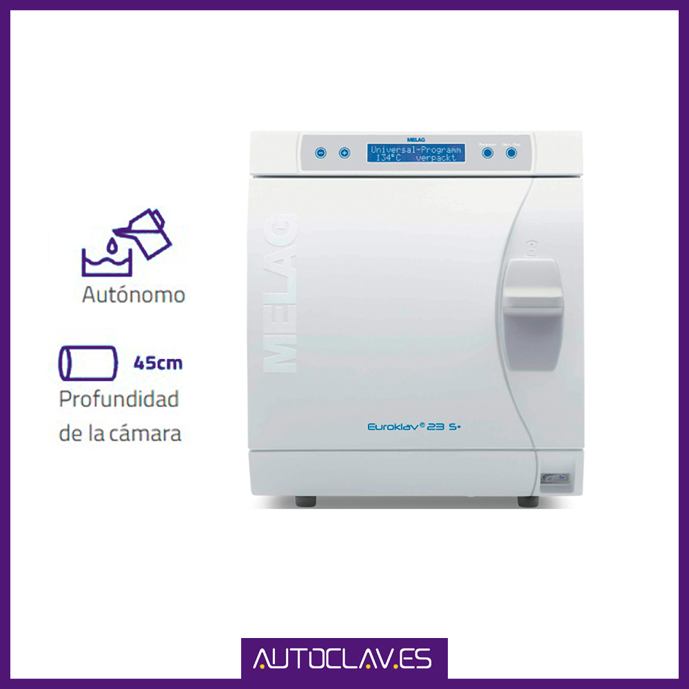 Detalles abierto autoclave Melag Euroklav 23S+ en venta para comprar en la tienda de Au-autoclav.es