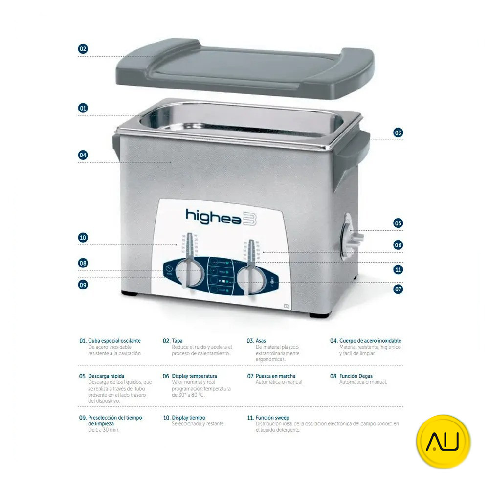 tienda-venta-servicio-tecnico-especializado-ultrasonidos-mocom-highea-croquis Esquema ultrasonidos Mocom Highea 3, 6 y 9 litros en venta para comprar en la tienda de Au-autoclav.es