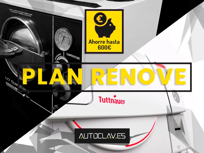 Plan renove de autoclaves: entrega tu equipo dental averiado y obtén un descuento directo para comprar un autoclave Clase B nuevo.